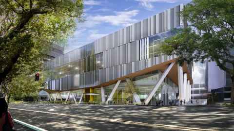 Rendering of the new Recreation Centre as seen from Symonds Street.